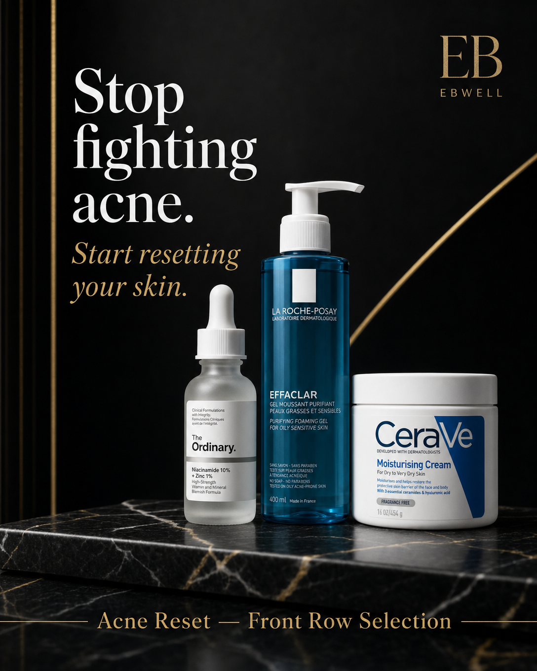 Acne Reset — The Ordinary, La Roche-Posay et CeraVe